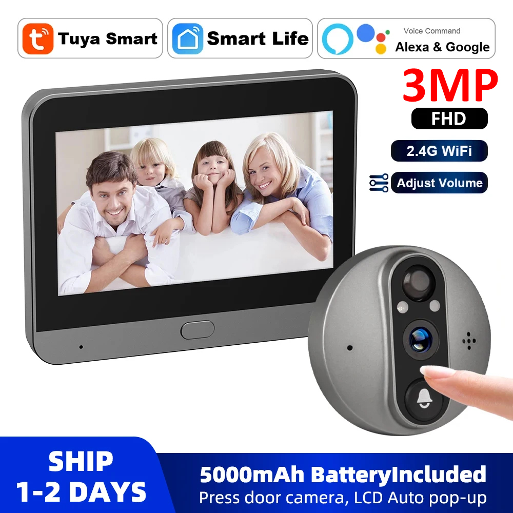 Smart Home Video Doorbell Enhanced Security With Smart Doorbell - 3MP 2.4G 와이파이 스마트 투야 구멍