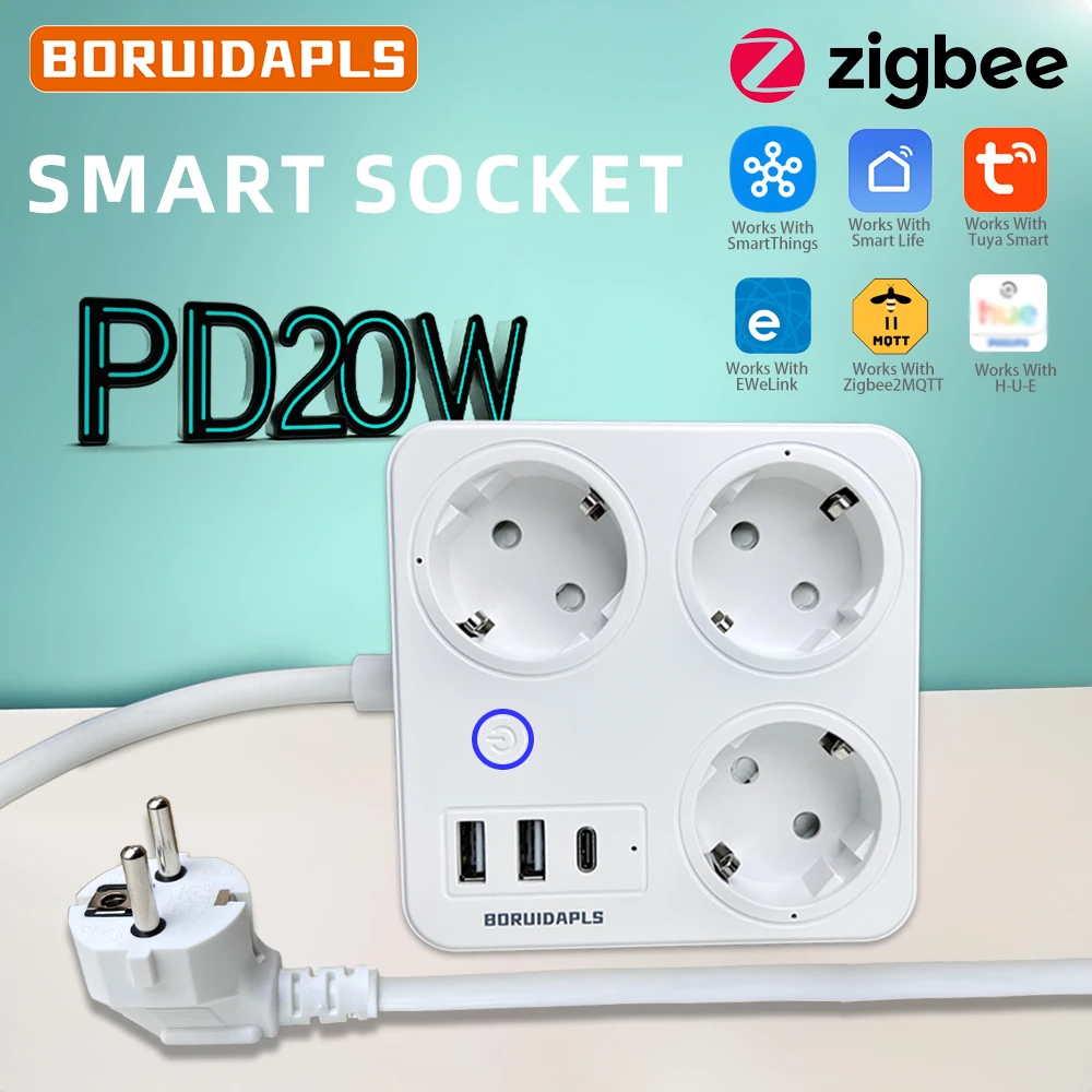 Smart Power Strip - BORUIDAPLS ZigBee EU 스마트 멀티탭 PD20W