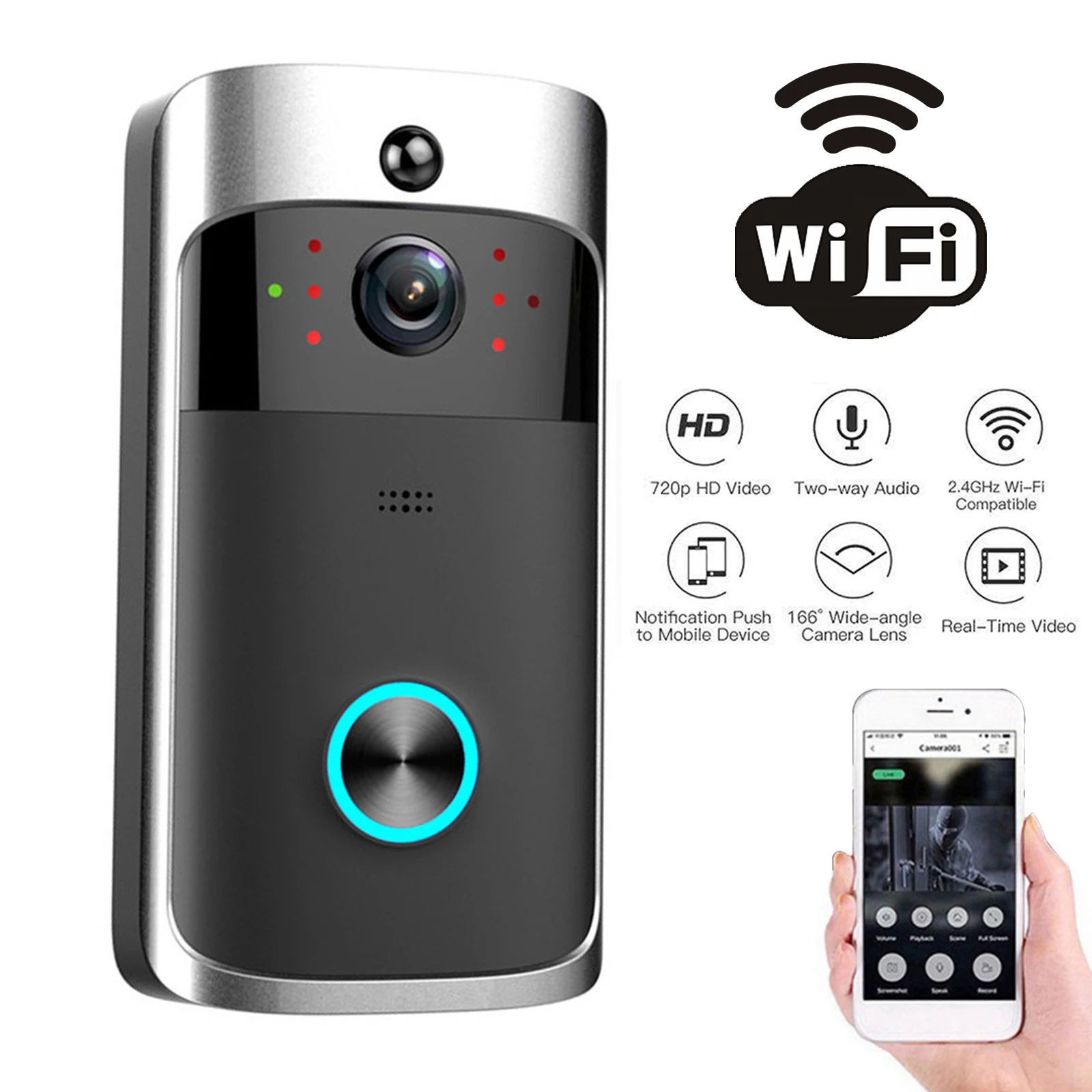 Smart Home Video Doorbell Enhanced Security With Smart Doorbell - V5 비디오 문짝 벨 와이파이 무선
