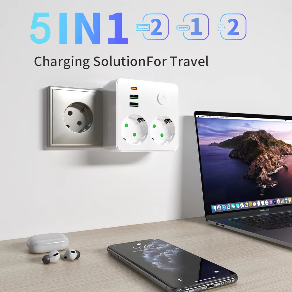 Smart Power Strip - EU 플러그 콘센트 2구 멀티탭 벽면