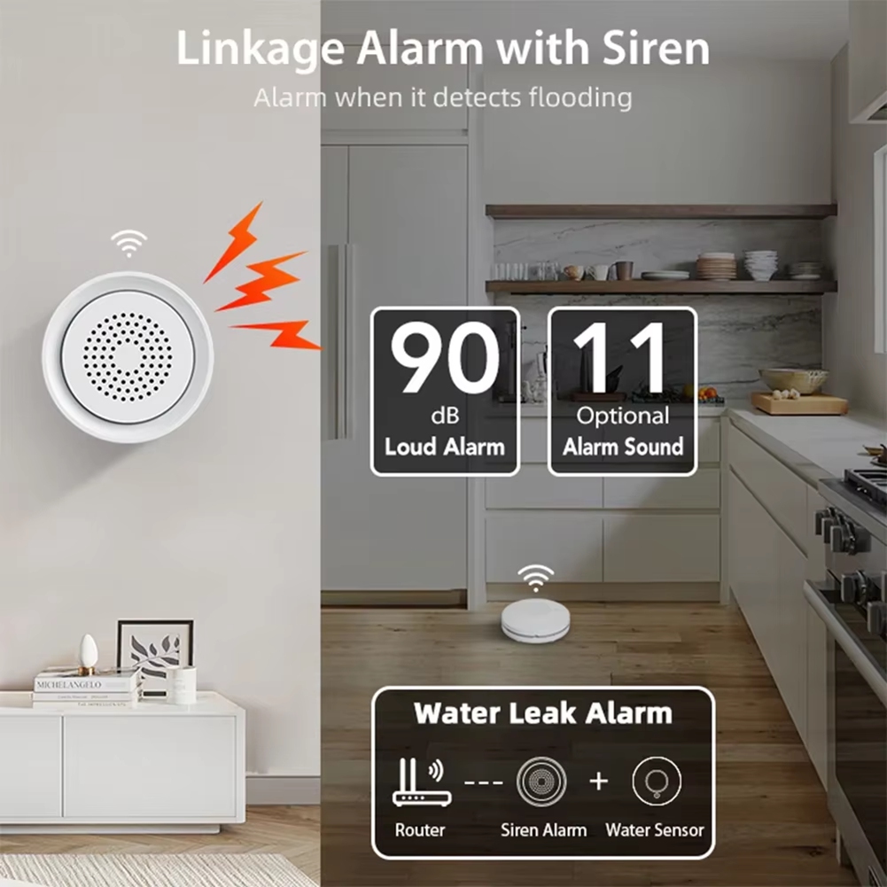 Smart Home Kits - 사이렌 알람 기능이 있는 BTLIFE-홍수 감지기