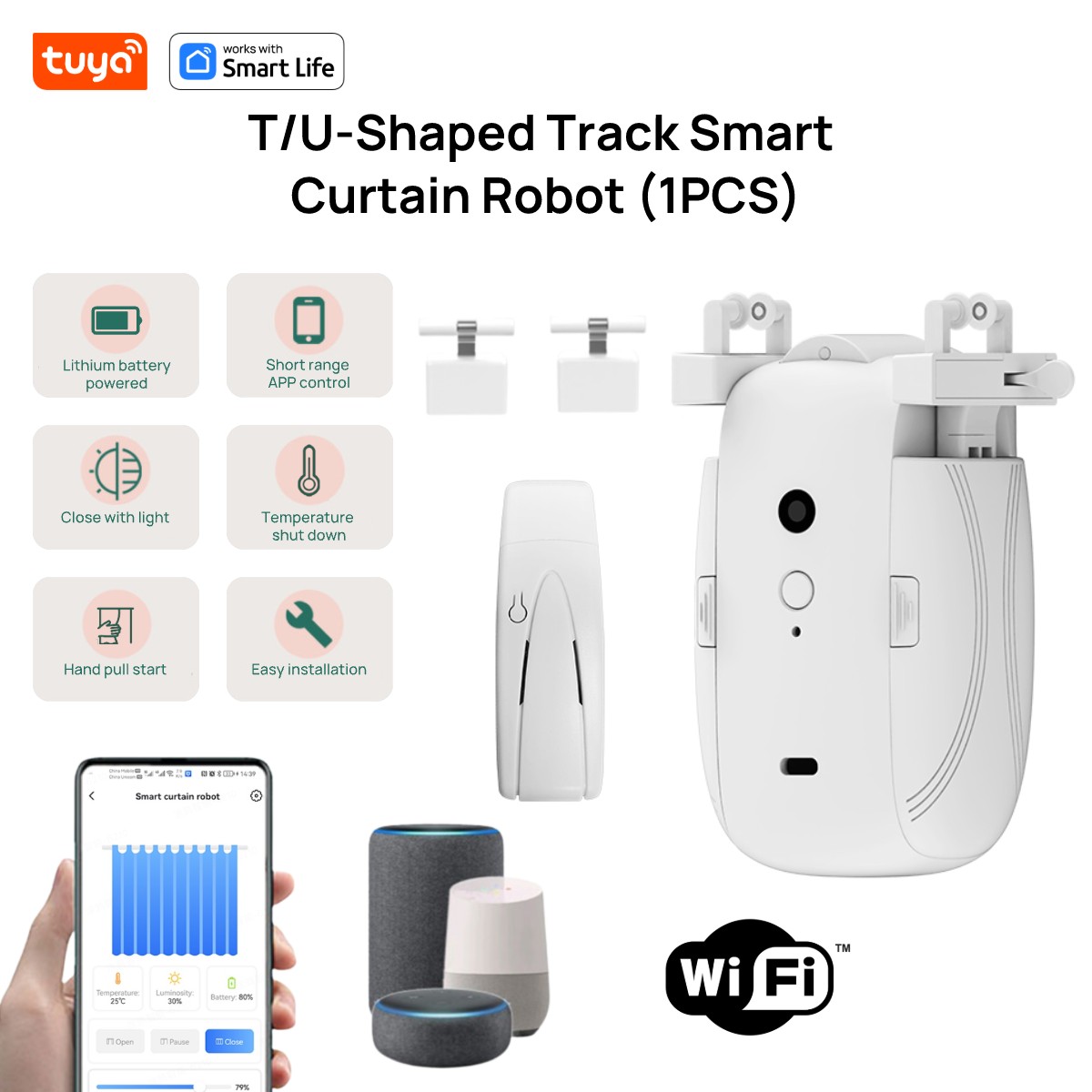 T/U 레일 트랙용 투야 스마트 와이파이 커튼 로봇,  - Smart Home Hub Ikea 리뷰 및 가격