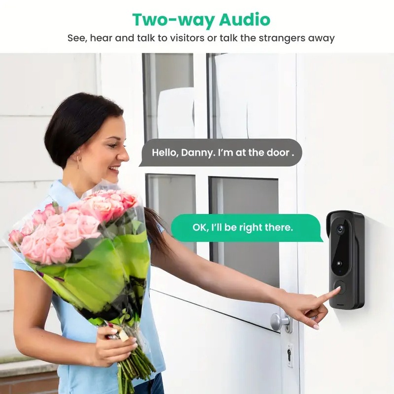 야외 무선 초인종 태양광 커버 1080P 비디오 인터콤 - Smart Home Video Doorbell Enhanced Security With Smart Doorbell 리뷰 및 가격
