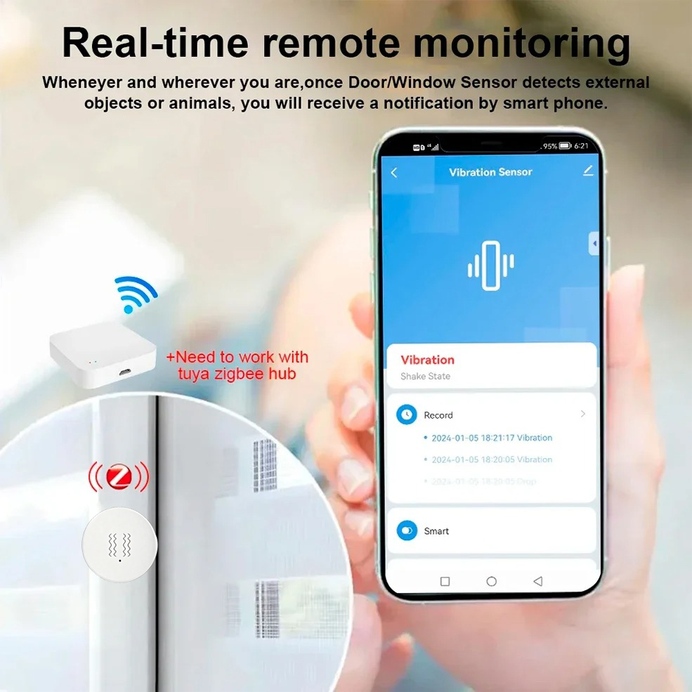 Tuya ZigBee 스마트 진동 및 기울기 센서 홈  - Smart Home Security System 리뷰 및 가격